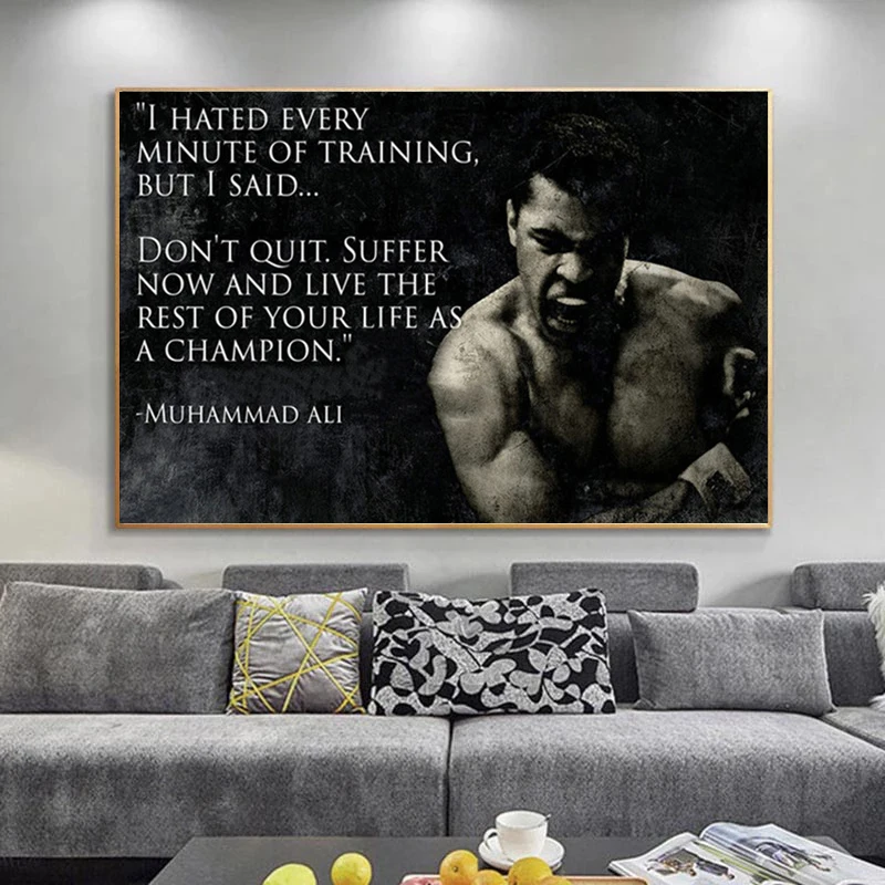 Muhammad Ali Motyvacinį Citata Drobės Tapybos Įkvepiančios Sporto Plakatus Spausdina Sienos Menas Nuotraukas Kambarį Sienų Dekoras