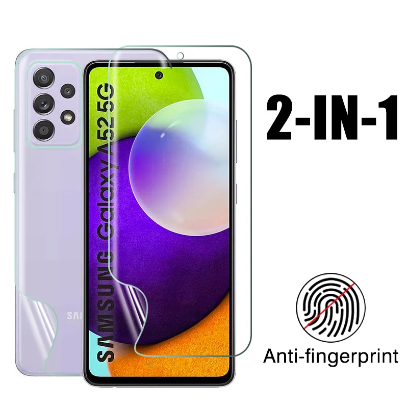 2-in-1 Priekiniai + Atgal Hidrogelio Plėvelė Anti-pirštų Atspaudų Samsung Galaxy A51 A52 A50 S 5G Screen Protector Saugos Apsauginės Plėvelės