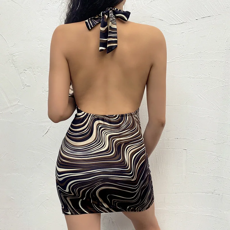 Moterų Apynasrio Suknelė Y2K Bodycon Ripple Spausdinti Sijonas Maišelį Klubo Slim Vasaros Elegantiškas Vakaras Klubas Mados Seksualus Šalis