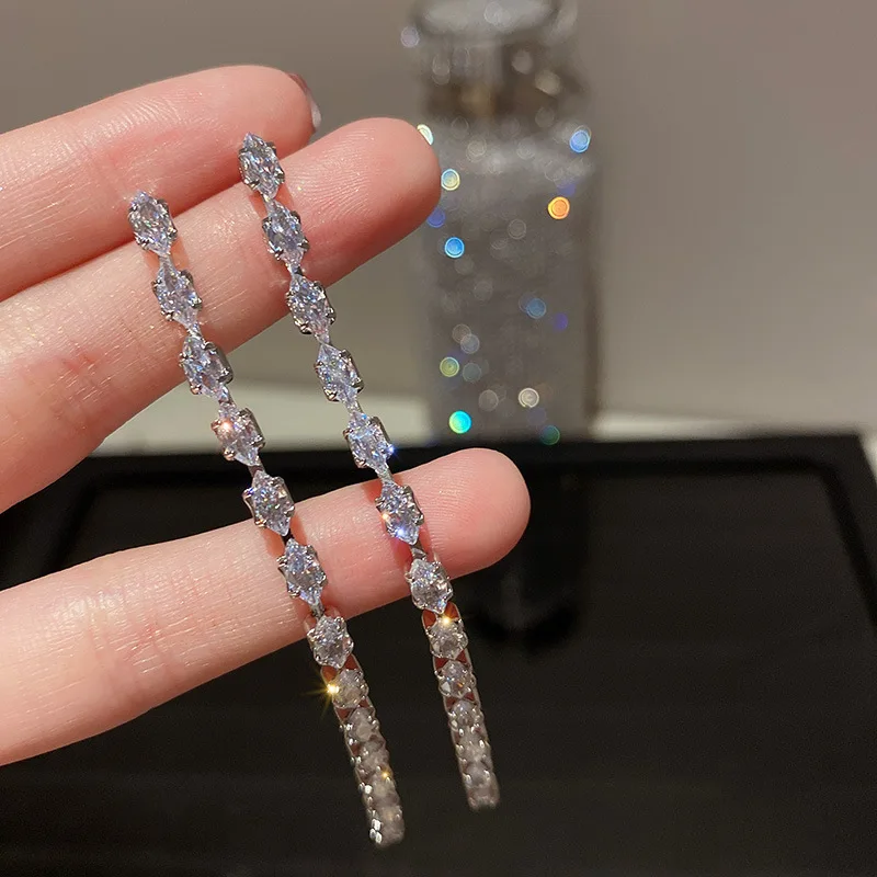 Korėjos Earings Crystal Pearl Kutas Auskarai Geometrinis Pakabukas Nuotaka Vestuvių Papuošalai Dovana Auskarai