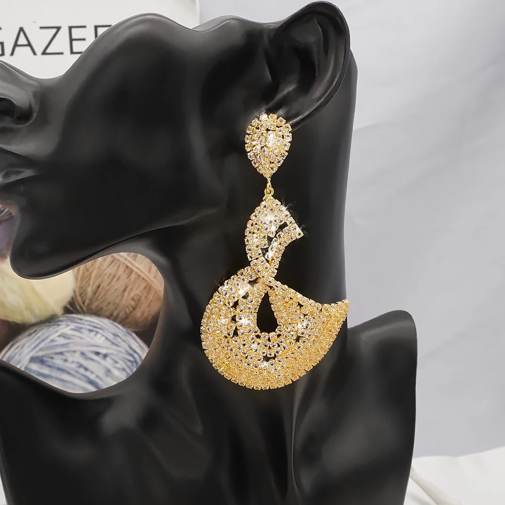 Visą Kristalų Išskirtinį Lašas Auskarai Moteris Atostogų Vestuvių Nuotaka Šalies Auskarai Nekilnojamojo Gold Fashion Jewelry