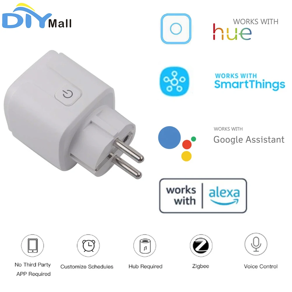 Zigbee Smart Plug Suderinamas su Philips Atspalvis Alexa Echo Dot SmartThings Hub 