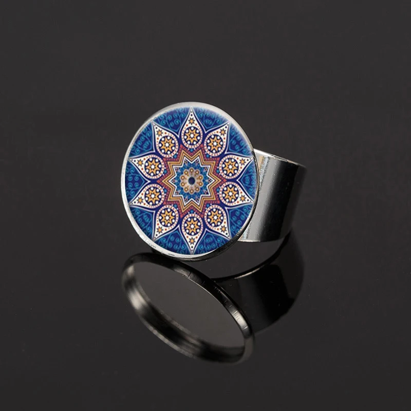 SUTEYI Steampunk chna jogos Indijos juvelyrikos Žiedas žydi mandala Derliaus žavesio Žiedas om simbolis budizmas Ponios drabužiai, Reikmenys