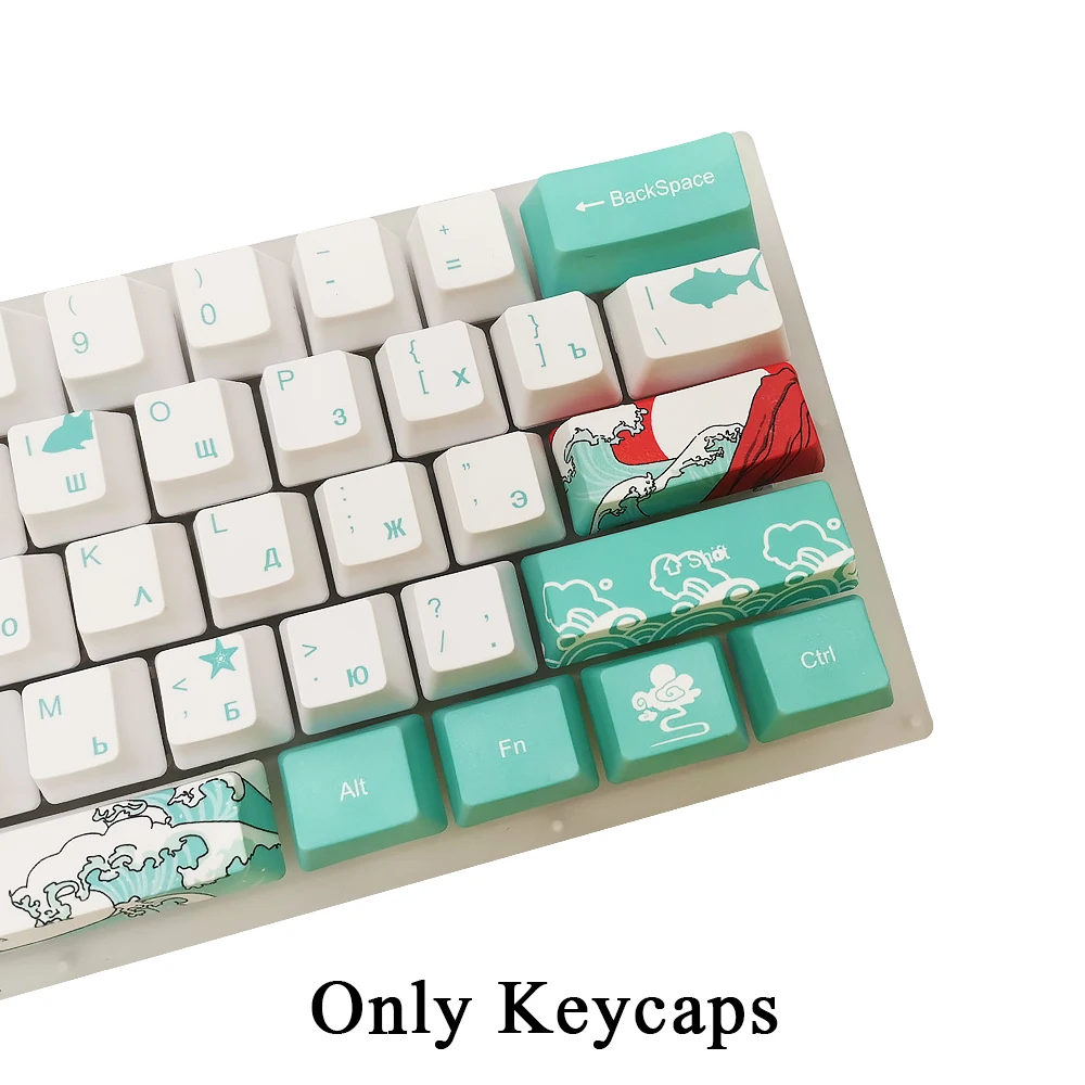 71 Klavišus Bžūp rusijos Keycaps Mechaninės Klaviatūros Koralų Jūros PBT Dye Sub OEM Profilis Keycap Cherry MX Jungikliai Keycaps Rinkinys