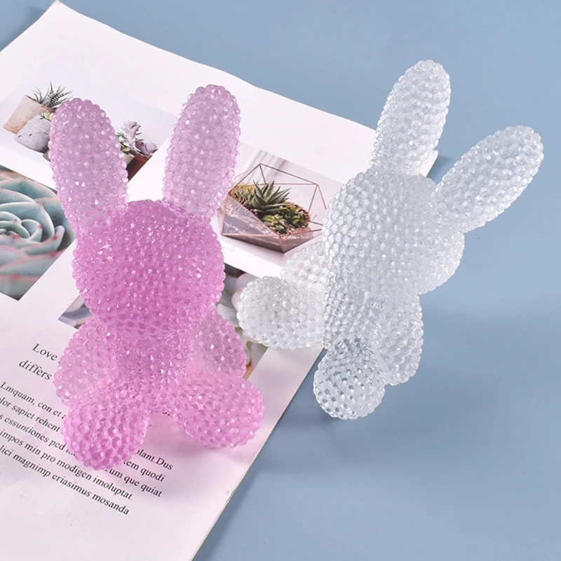 Crystal Epoksidinės Dervos Pelėsių 3D Triušis Zuikis Darbalaukio Ornamentu Liejimo Silikono Formų Medžiagos Kristalų Pelėsių Muilo Priėmimo