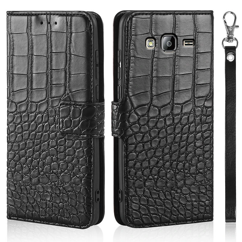 Telefono dėklas skirtas Samsung Galaxy j3 skyrius / j3 skyrius 2016 J310 J320 J320F J300 J300F J310f Atveju Piniginės Krokodilas Tekstūros Oda Knyga
