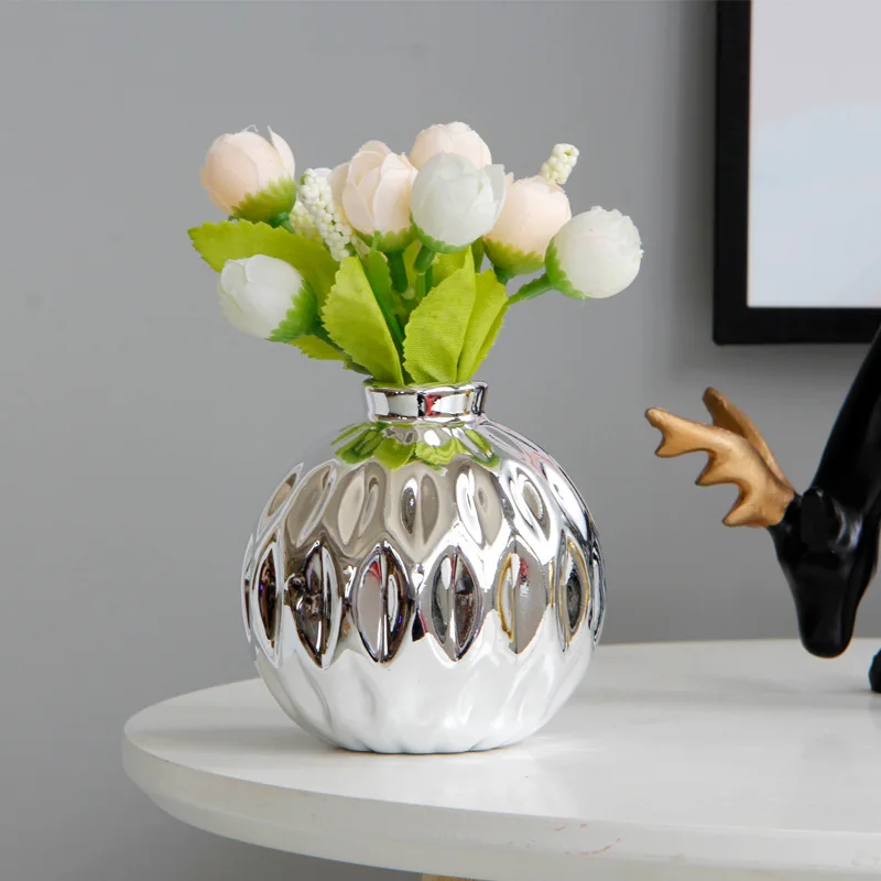 Karaliaus Teismo kūrybinės Europos stiliaus sidabro, aukso, keramikos vaza, mažas gėlių apdaila paramos žuvų lūpų modelis rankdarbių namų furnishi