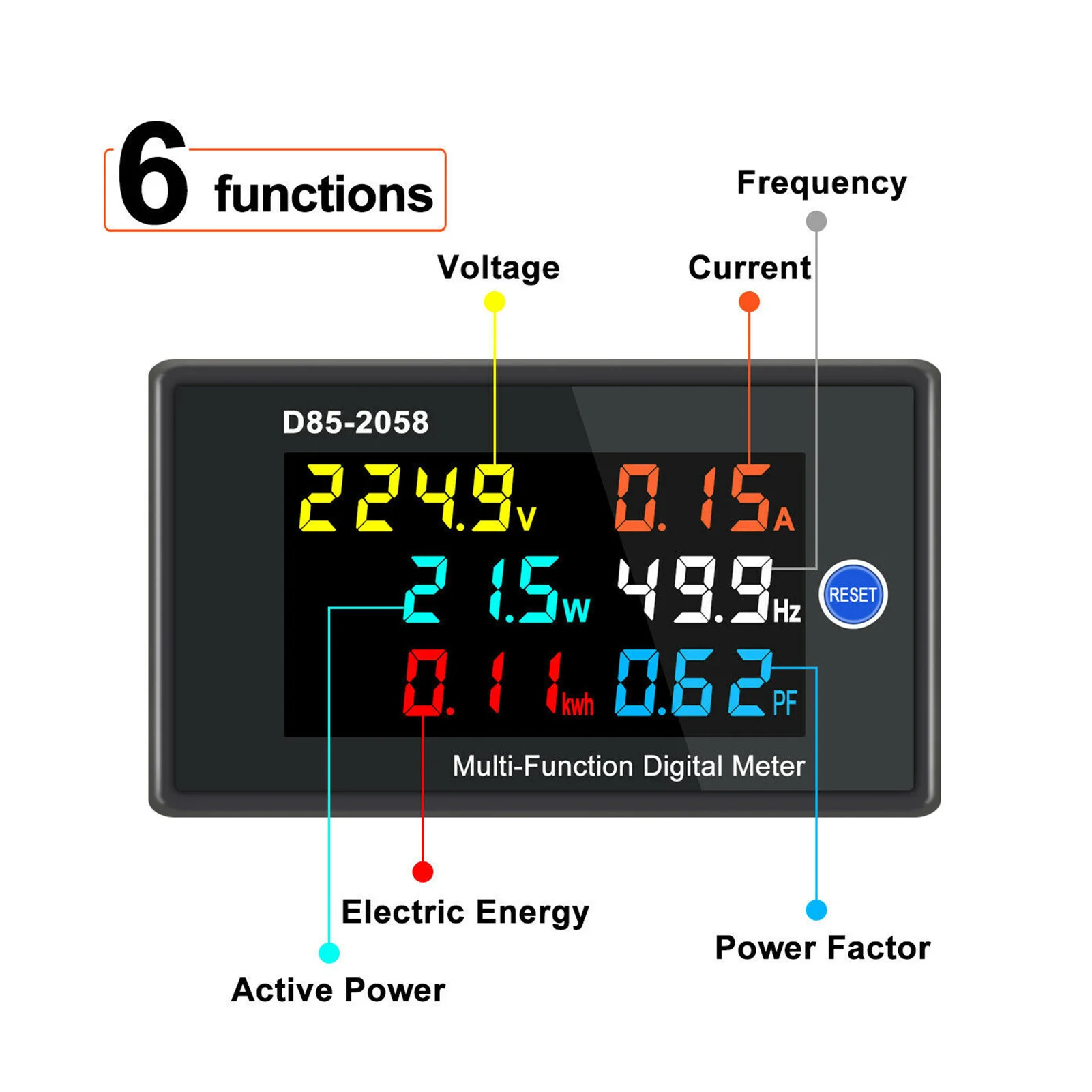 KKmoon Multi-Funkcija vienfaziai Skaitmeninis Matuoklis LCD Ekranas AC Įtampos KINTAMOSIOS Srovės Maitinimo Dažnio Elektros Energijos Galios Koeficientas