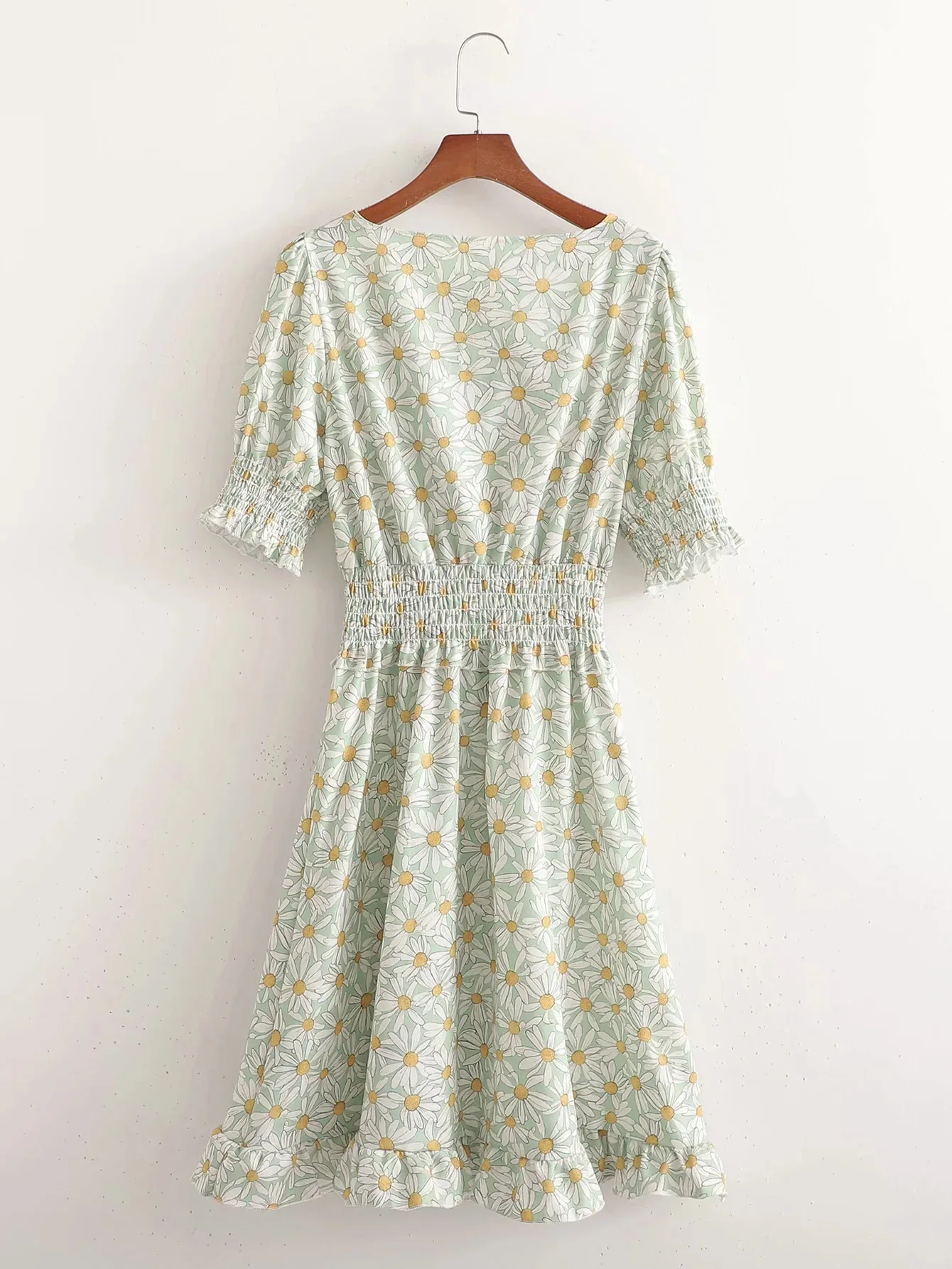 Vasaros Suknelė Alessandra Rich Įžymybės Aukšto juosmens V-kaklo Ilgas Ilgas sijonas Mažų šviežių Amžiaus sumažinimo saldūs Undinė sijonas