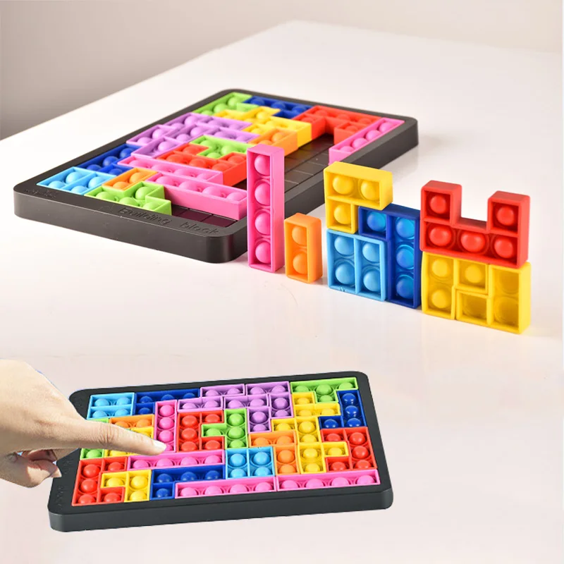 27PCS Pasirodo Tetris Dėlionės, Žaislų, Reliver Stresas Žaislai, Anti-stresas Žaislai Poppits Burbulas Jutimo Fidget Žaislas Atleisti Autizmas