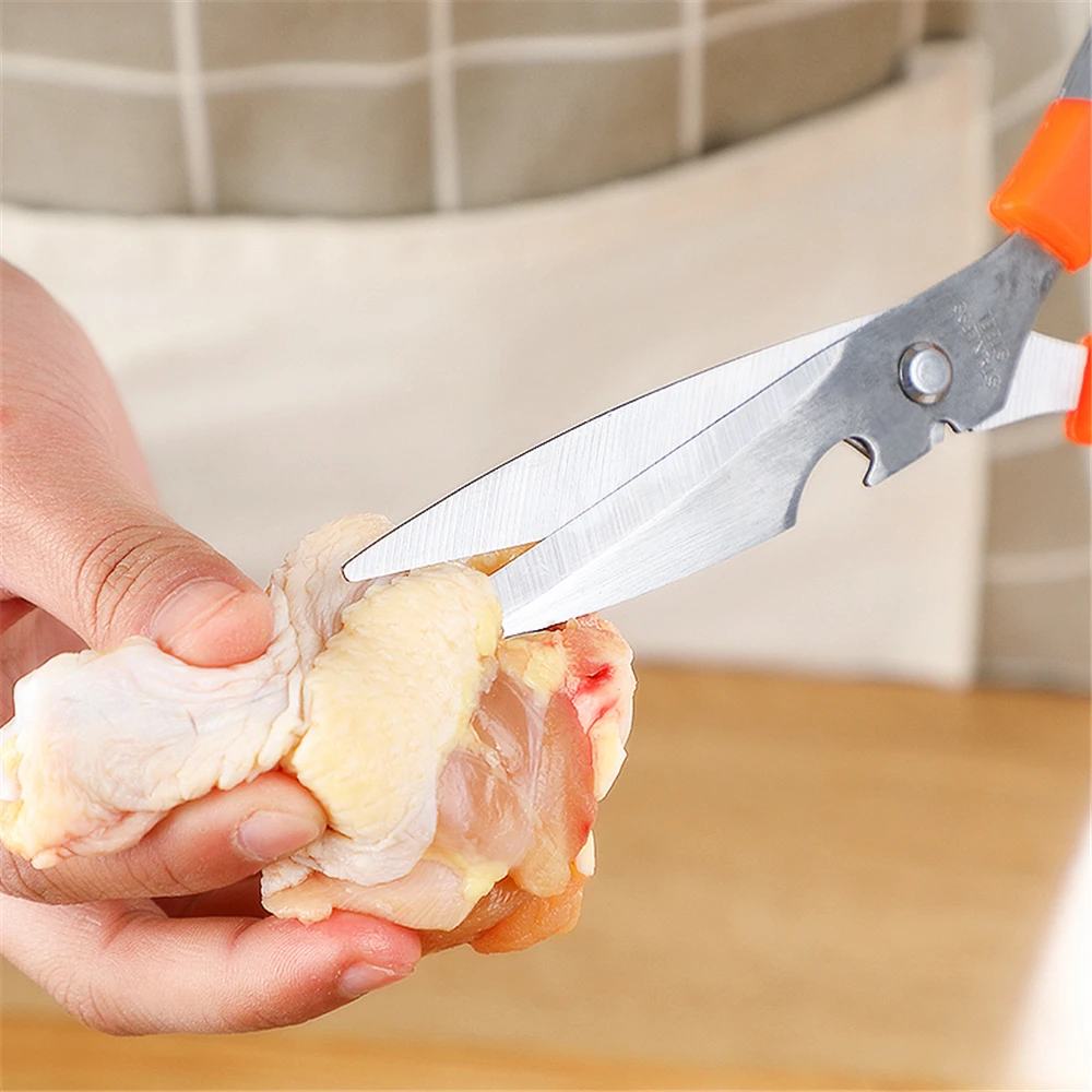Multifunkcinis nerūdijančio plieno virtuvės žirklės sumažinti žuvų antis paukštienos vištienos kaulai, daržovių peilis butelio atidarytuvas virėja įrankiai