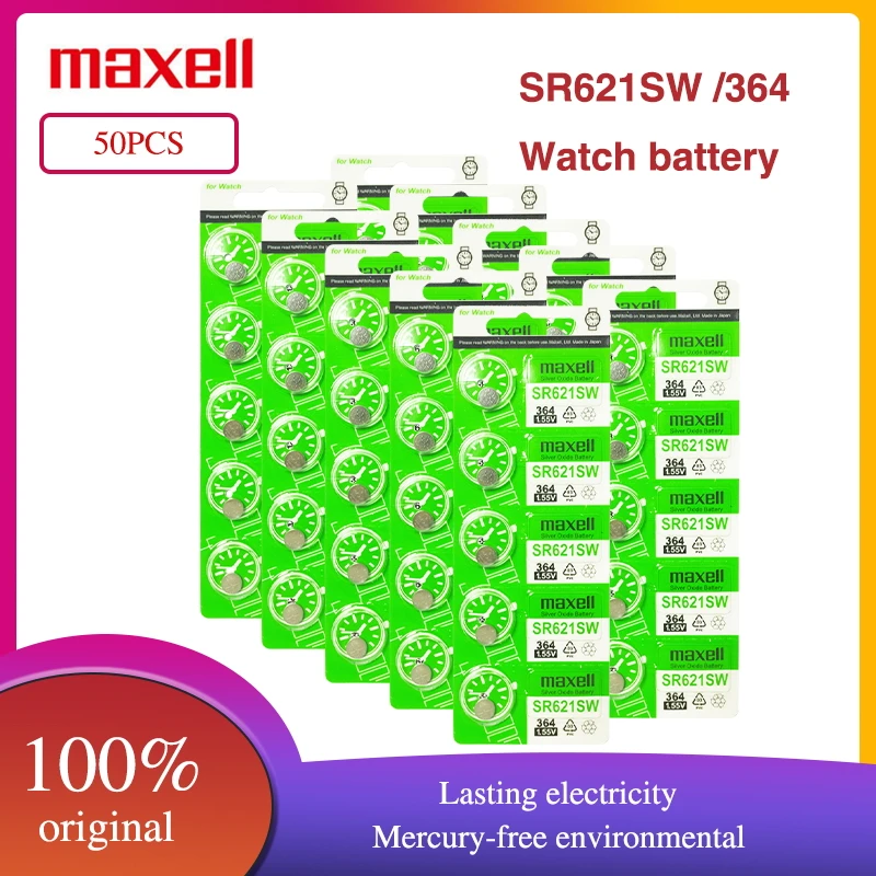 2021 Naujas 50pcs Maxell Originalus 1.55 PRIEŠ 364 SR621SW V364 SR60 SR621 1 TG Žiūrėti Baterijos Sidabro Oksido Mygtuką Monetos Elementų Baterijų