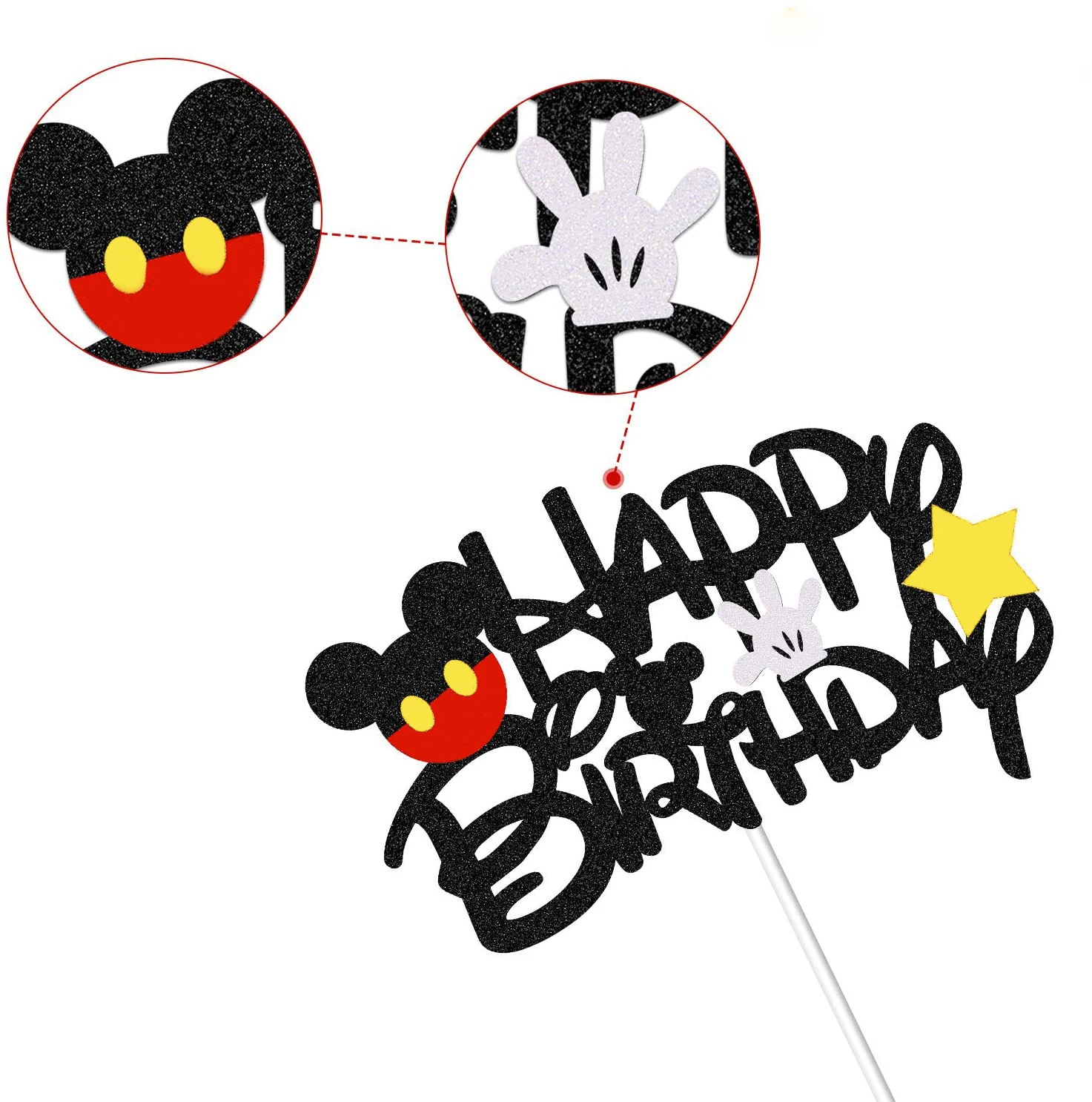 Mickey Mouse Šalies Veltinio audinio Filmukai su Gimtadieniu Tortas Topper Tortas Šaligatvio Vestuves Cupcake Dekoro Baby Shower Prekes