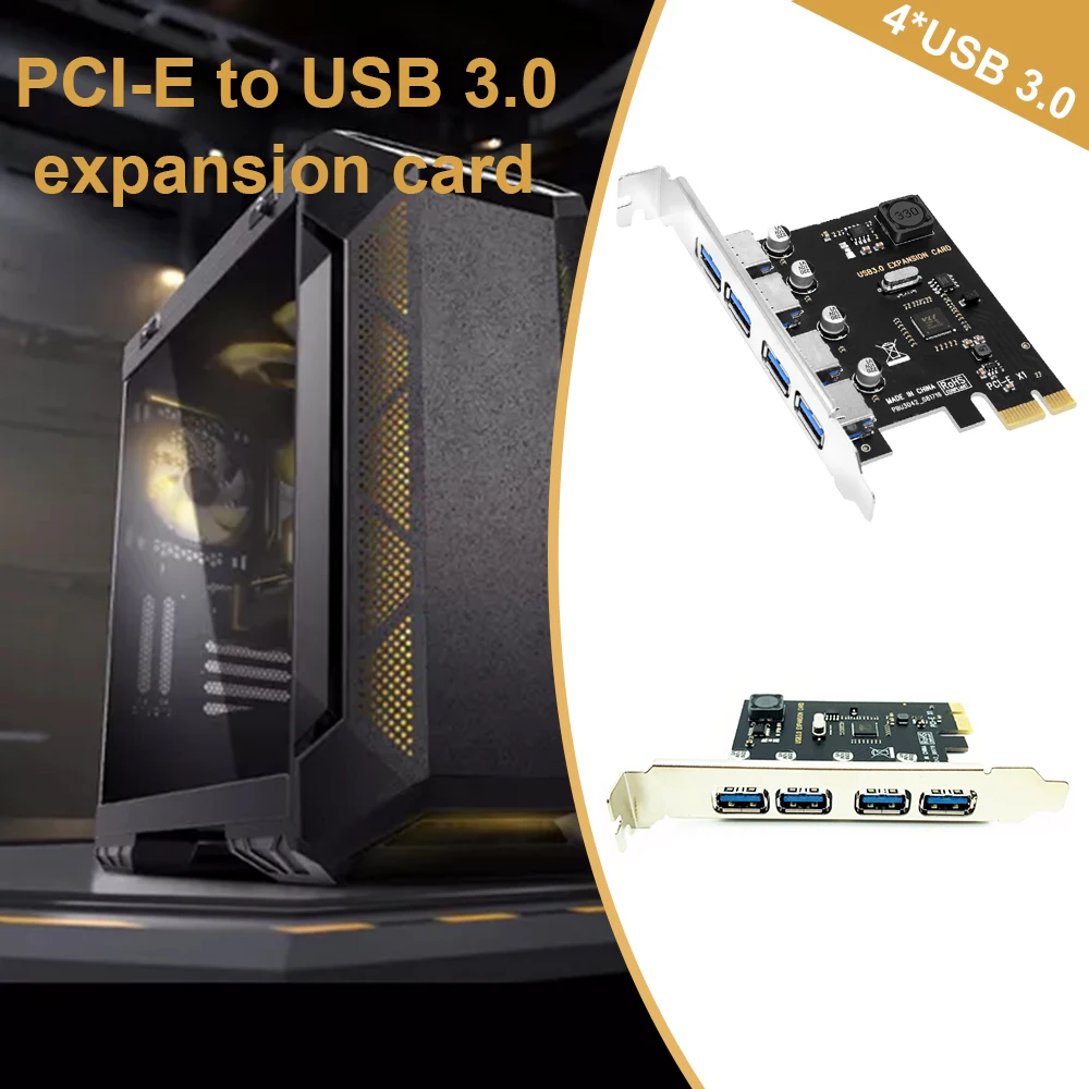USB 3.0 PCI-E Išplėtimo Plokštę 4 Prievadai USB 3.0 Hub Adapteris Controller PCI Express Extender Adapterio plokštę, Skirtą Staliniams kompiuteriams BTC ETH