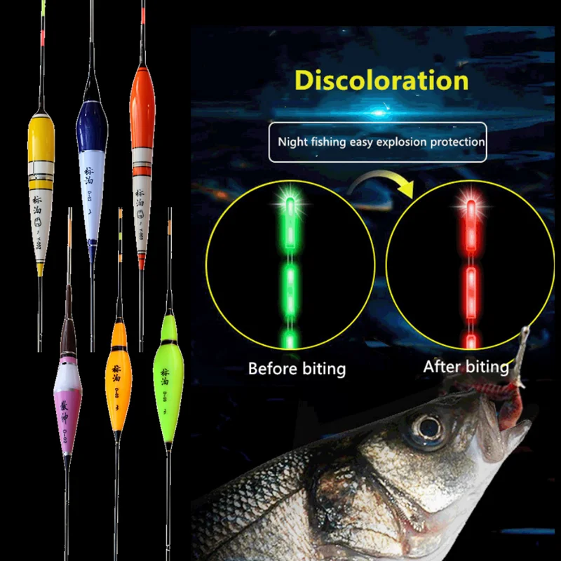 Smart Žvejybos Plaukti Bite Signalas Žuvims, Masalas, LED Šviesos Automatinis Spalvų Keitimas Naktį Elektroninių Keitimas Plūduro Švyti Tamsoje CR425