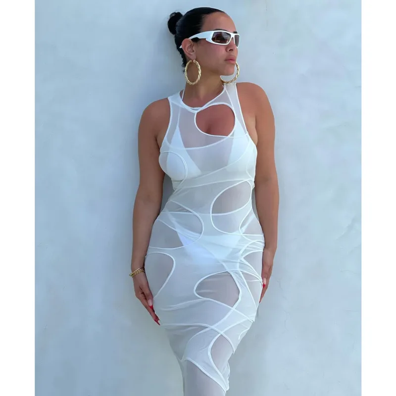 Seksualus, Moterų Suknelė Tuščiaviduriai Iš Elegantiškas Ilgas Sukneles Kietas Rankovių Vakarėlis Clubwear Paplūdimio Vasaros Suknelės 2021 Skraiste, Vestidos