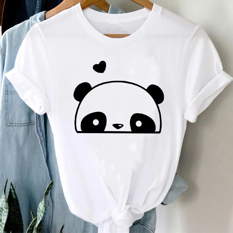 T-marškinėliai Moterims Animacinių filmų Panda Trumpas Rankovės Mados Atsitiktinis 90s Mielas Rūbų, Grafinis T Marškinėlius Viršuje Lady Spausdinti Moterų Tee Marškinėliai