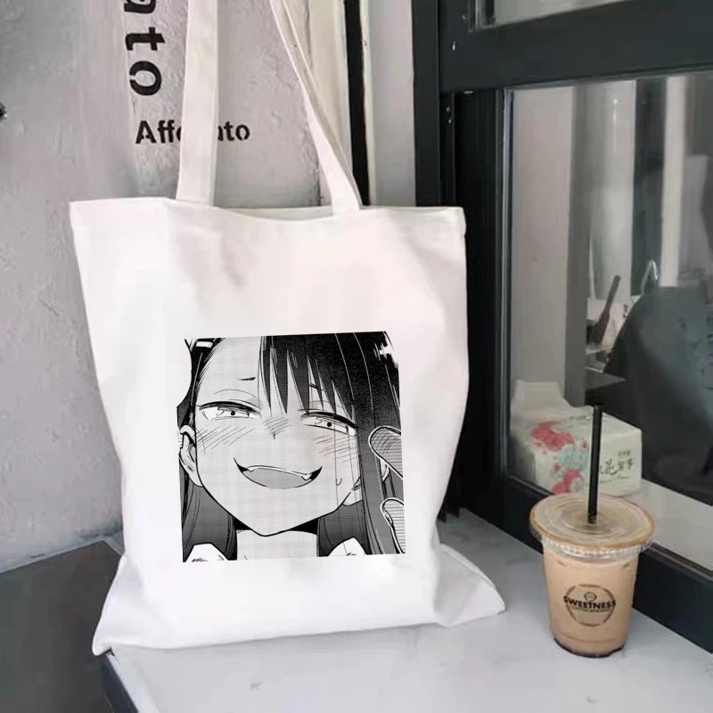 Japonų Anime Nereikia Tyčiotis iš Manęs, Nagatoro Manga Animacinių filmų Shopper Bags Rankinės Pečių Krepšiai, Juokinga Drobės Nešti Pirkinių Krepšys