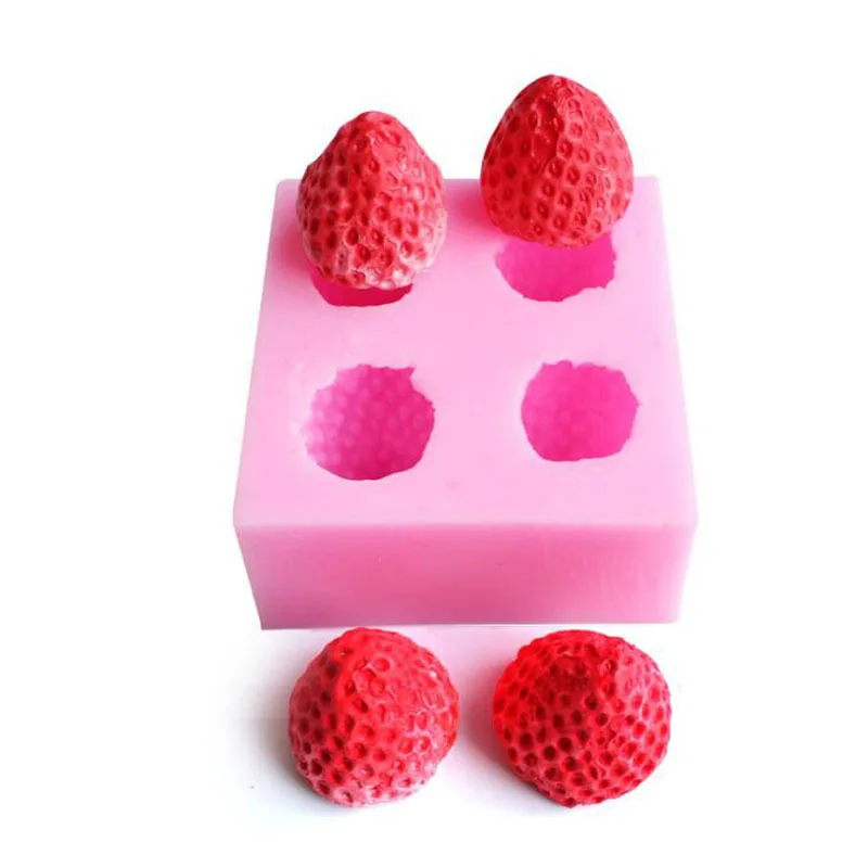 1pc Mielas 3D Braškių Silikono Formos Vaisių Pelėsių Pyragas Apdaila Minkštas Lėlių Cotton Candy Dervos Molio Pelėsių Droshipping