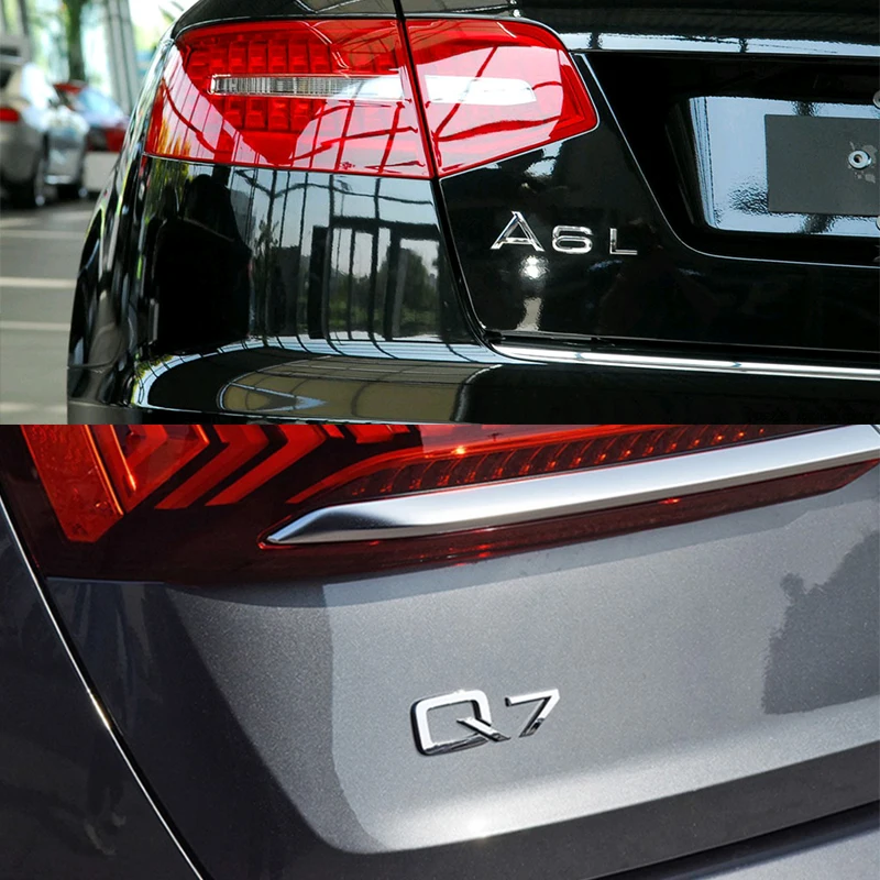 Automobilio bagažo skyriaus Logotipas Ženklelis Lipdukas Lipdukas Audi Q7 4L 4M Q5 Q3 A3 8V 8P A4 B7 A5 B8 B9 A6 C6 A7 C8 A8 Sline S1 S3 S4 S5 S6 RS3 RS4