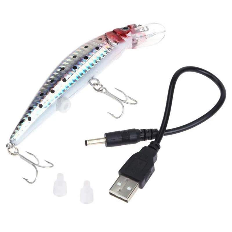 Karštas Elektros Žvejybos Masalas Vibracijos Swimbait su LED Šviesos USB Įkrovimo Masalas DO2