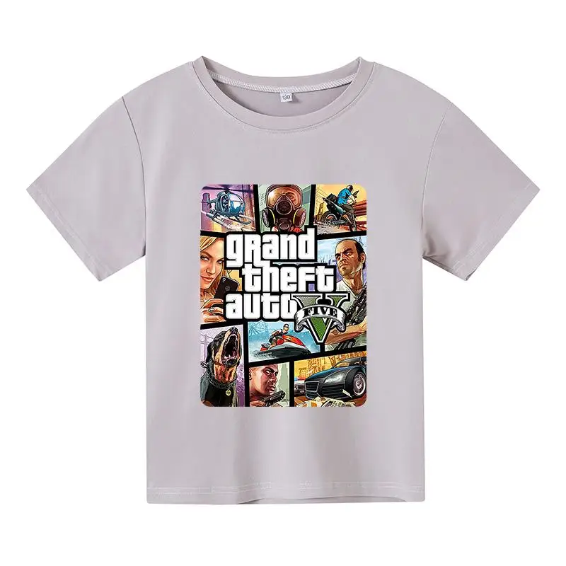 Grand Theft Auto Žaidimo GTA 5 Berniukų drabužius Vasaros T Marškinėliai Cool Vaikų Marškinėlius Spalvinga Spausdinti Trumpas rankovės į Tee linksma mergina viršų