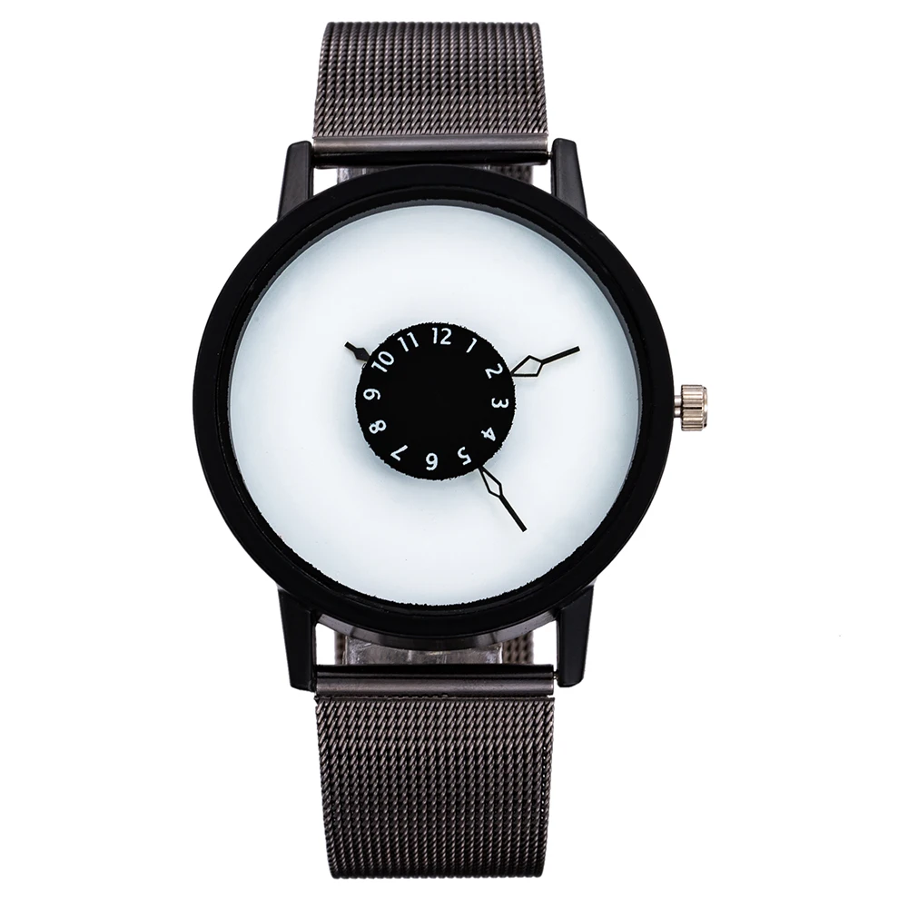 Kūrybinis Dizainas Kvarco Žiūrėti Vyrų Top Brand Juoda Balta Juoda Paprasta Nerūdijančio plieno Laikrodis Atsitiktinis Unisex Laikrodis relogio reloj