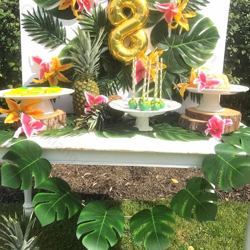 60pcs Dirbtinis Atogrąžų Palmių Lapų Havajų Luau Šalis Vasaros Džiunglių Tema Šalies Apdaila Vestuvių, Gimtadienio Namų Stalo Dekoras
