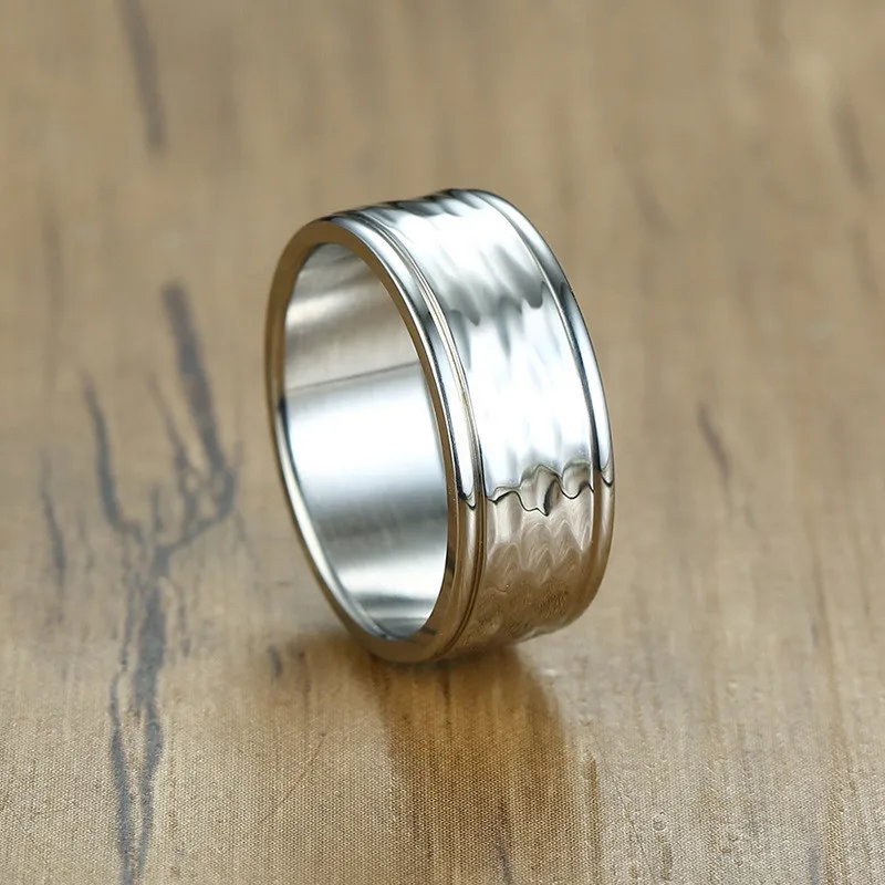 ZORCVENS Unikalus Kalti Apdailos Žiedas Vyrams 8mm Nerūdijančio Plieno Vestuvių Juostoje Žiedas Didmeninės
