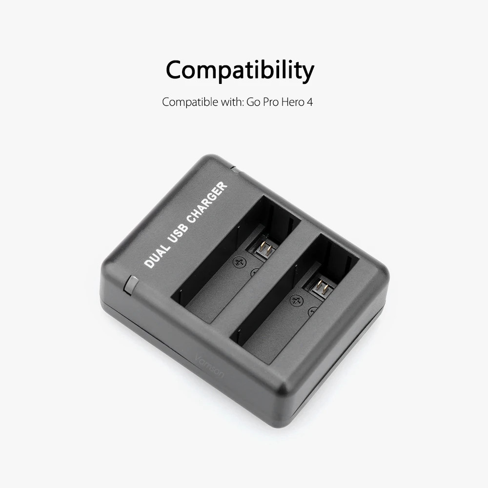 Vamson Dual Įkroviklį su USB Prievadas Gali Imti 2vnt AHDBT-401 Li-ion Baterija GoPro Hero 4 vaizdo Kameros Priedai VP902