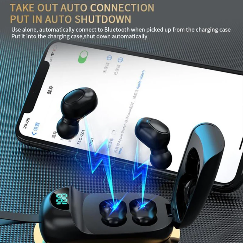 JS05 TWS Belaidės Ausinės Bluetooth 5.0 Ausines Sporto Ausinių HD Skambinkite Triukšmo slopinimas atsparumas Vandeniui LED Ekranas, laisvų Rankų įranga 2020 m.