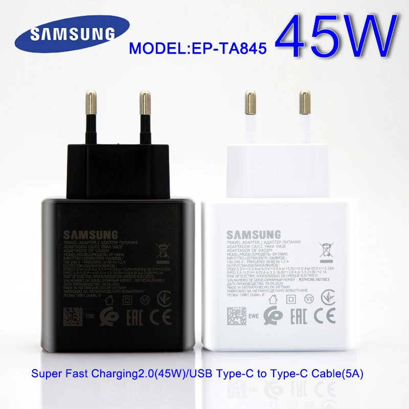 Originalus Samsung 45W USB-C Itin Adaptyvūs Greito Įkrovimo Kroviklis EP-TA845 