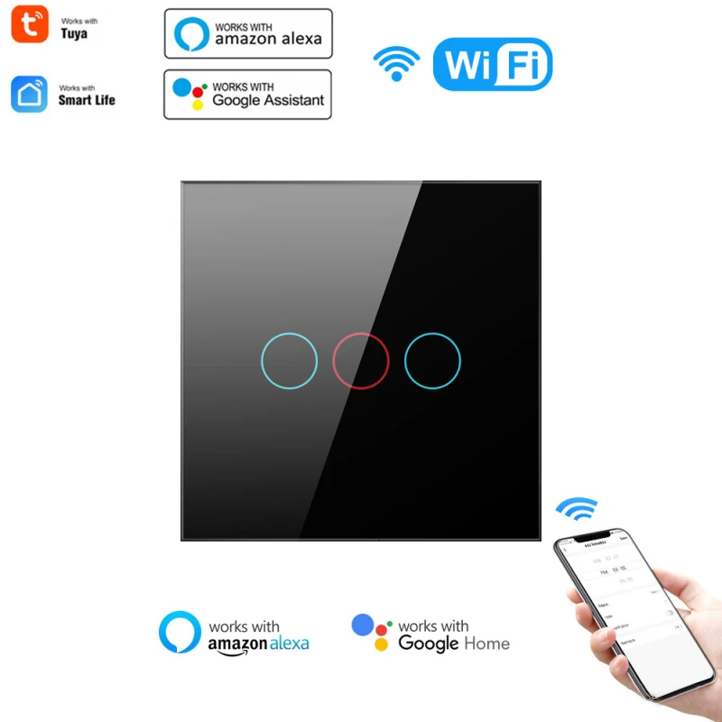 1/2/3 gauja TUYA WiFi Smart Touch Jungiklis 110-240V Namo Sienos Mygtuką per Alexa 