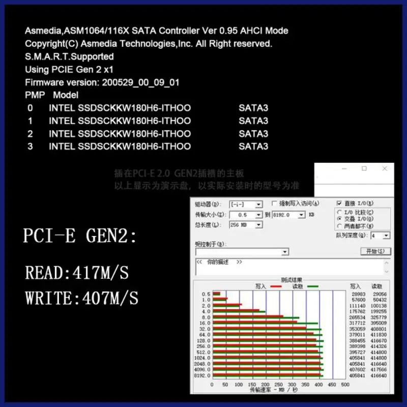 PCI-E GEN3 į SATA3.0 Plėtimosi Kortelės 4-port 6G Adapterio Kortelės Išplėtimo IPFS Standžiojo Disko XiangShuo ASM1064 Kompiuterio Jungtis