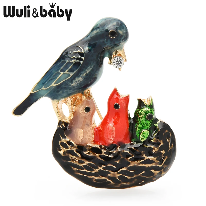 Wuli&baby Naujas Maitinti Kūdikį Paukščių Sages Moterims Unisex 4 spalvų Emalį Paukščių Atsitiktinis Šaliai, Sagės, Segtukai, Dovanos