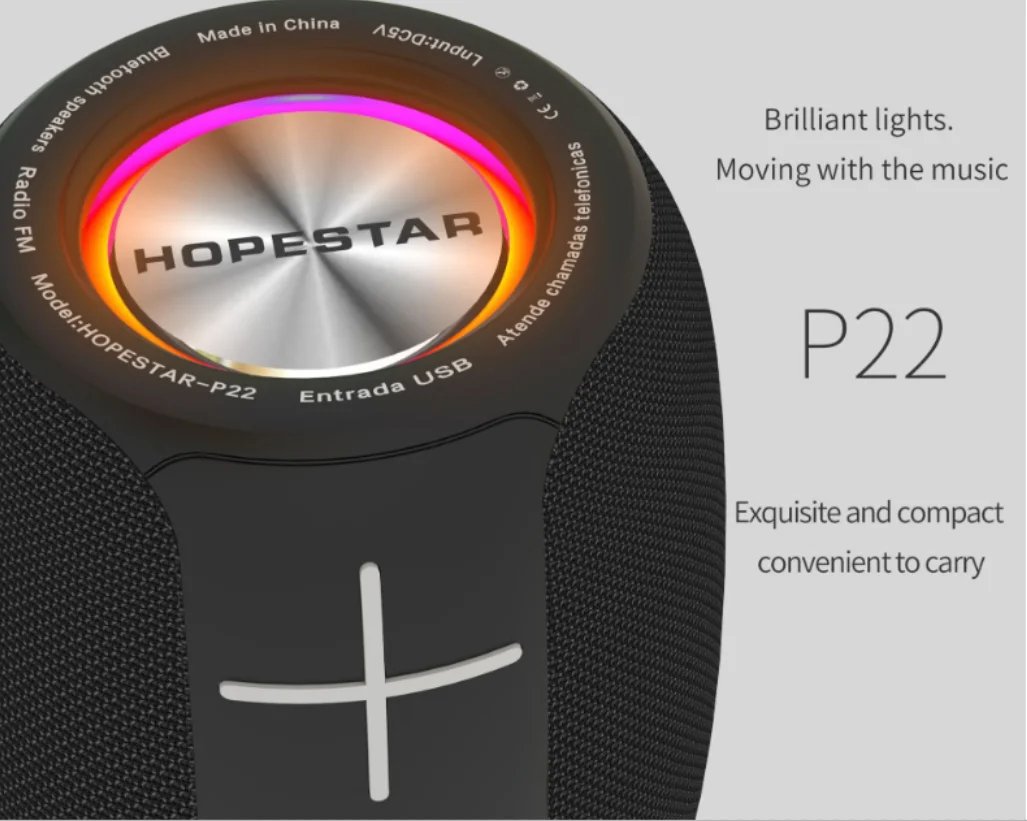 HOPESTAR-P22 Belaidžio IPX6 Vandeniui Portable Bluetooth Speaker Bosinė Kolonėlė Muzikos Grotuvas, žemų dažnių garsiakalbis Boombox Su Mic USB FM TF