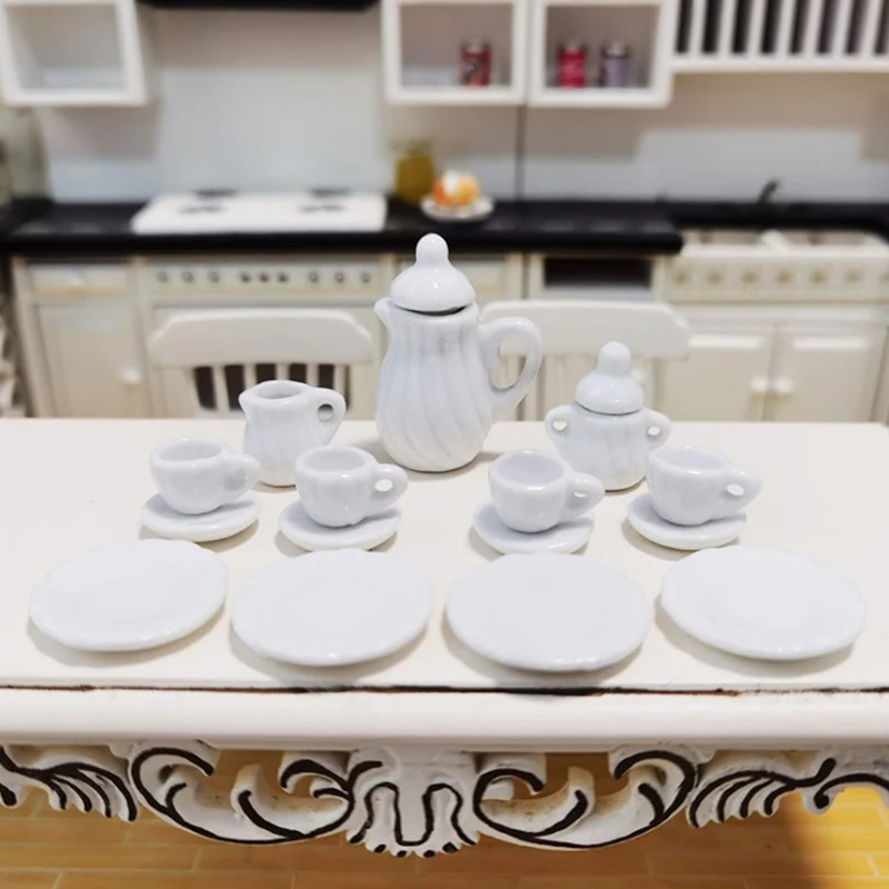 15vnt/Set 1:12 Miniatiūriniai Porceliano Arbatos Puodelio Nustatyti Spausdinimo Gėlių Indai, Virtuvės Žaislai