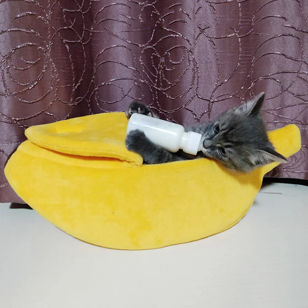Bananų Žievelės Cat House Mielas Lova Kilimėlis Minkštas Pliušinis Padding Pagalvėlių Katės Kačiukai DSS899