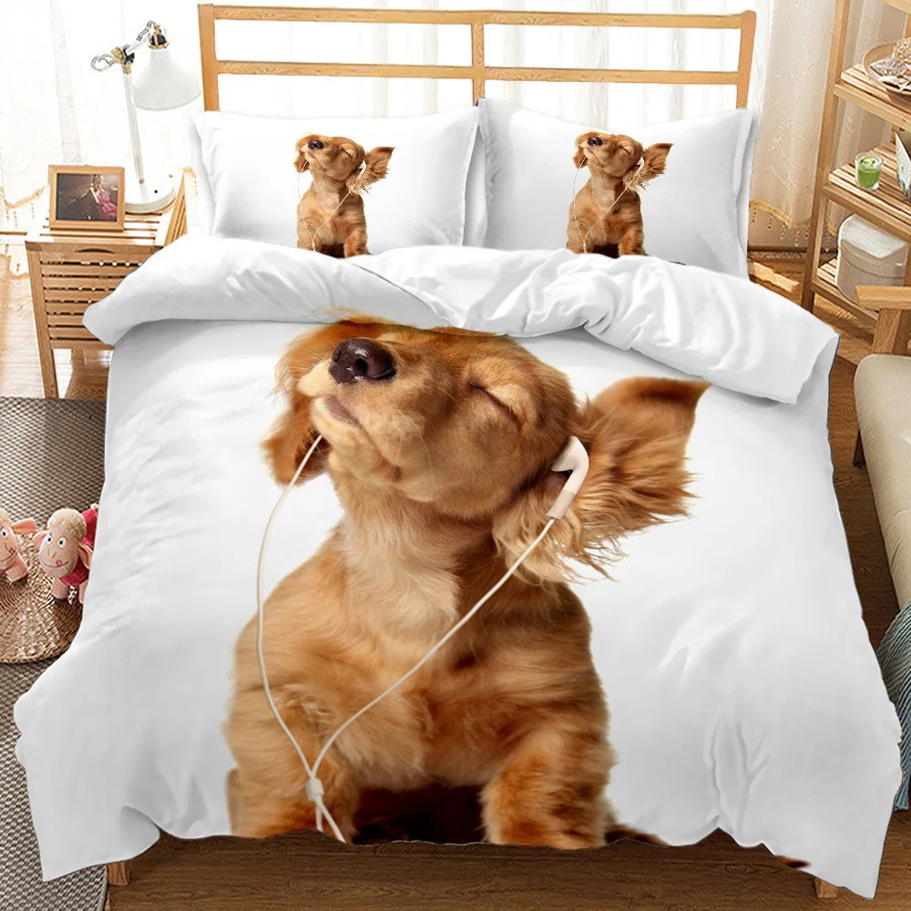 2021 Karšto stiliaus 3D skaitmeninio šuo spausdinimo Poliesteris patalynės komplektas 1 antklode padengti + 1/2 užvalkalai lova maišas MUMS/ES /AUsize