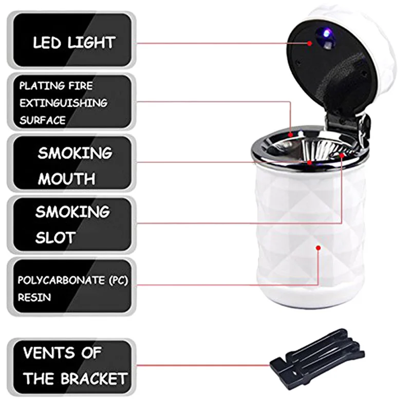 Peleninė Portable LED Šviesos Automobilio Peleninę Universalus Cigarečių Cilindrų Laikiklis Vidaus Tiekimo Rūkymo reikmenys
