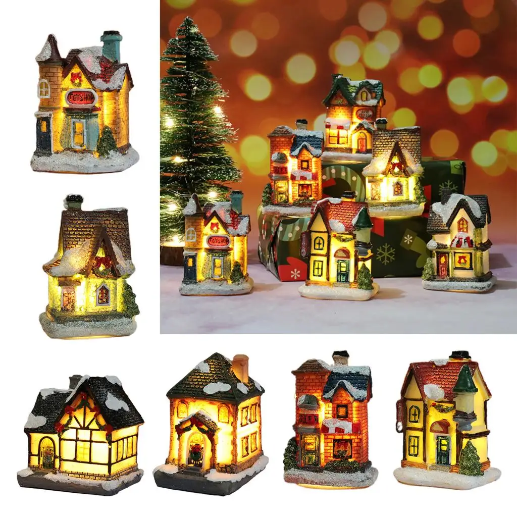 Atostogų Kalėdų Led Šviesos Kaime Namas Modelis Žiemos Sniego Arenoje Landacape Linksmų Kalėdų Dekoracijos Kalėdų Papuošalai Kalėdos