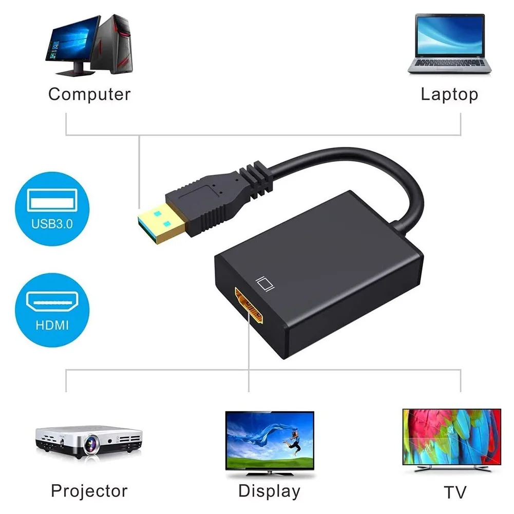 USB 3.0 su HDTV Adapteris 1080P Full HD Išorės Vaizdo plokštė Multi Monitorius, Audio Video Konverteris, Laidas, skirtas 