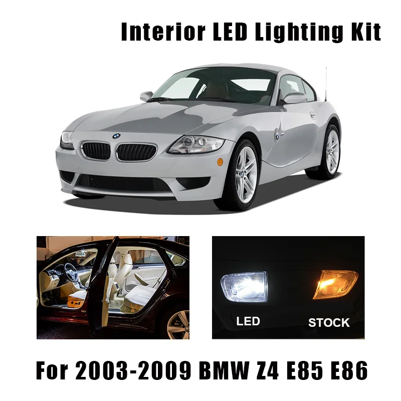 14pcs Balta Klaidų, LED Interjero Šviesos Lemputes Rinkinio Tinka 2003-2006 m. 2007 m. 2008 m. 2009 m. BMW Z4 E85 E86 Skaityti Lubų Krovinių Lempos