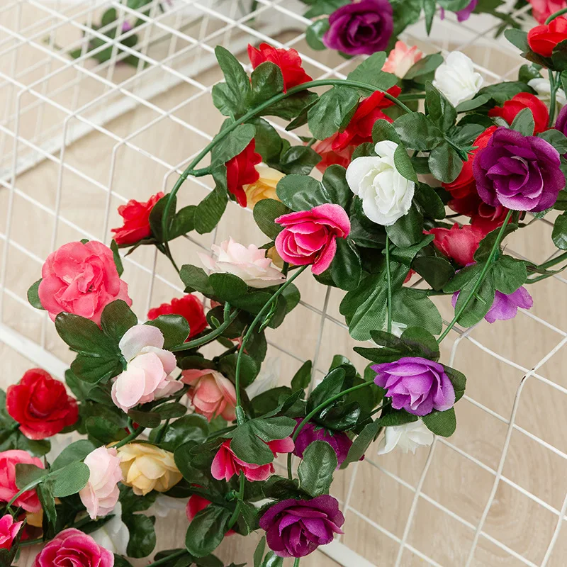 2.2 M Dirbtinių rožių žiedų rotango rudenį Mažas Bijūnas String dekoro šilko netikrą garliava, vestuvių home hotel Sodo Puošmena