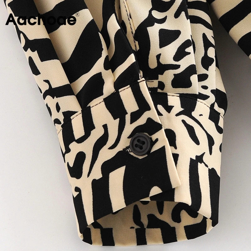 Aachoae Moterų Mados Zebra Atspausdinta Marškinėliai 2021 Atsitiktinis Ilgomis Rankovėmis Palaidinės, Topai Moterų Prarasti Pasukite Žemyn Apykaklės Marškinėliai Palaidinė