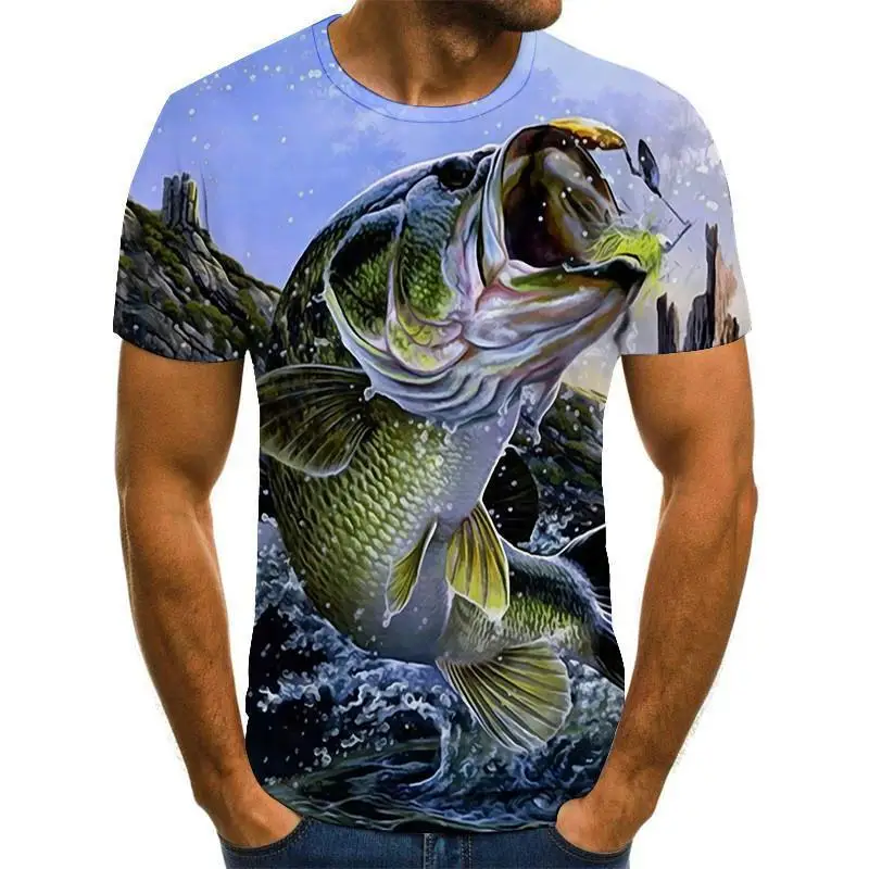 Nauja Vasaros 3d Atspausdintas Žuvų Modelis Vyrų Ir Moterų Laisvalaikio T -Shirt Mados Tendencija Jaunimo Cool Men 'S T -Shirt Hip-Hop Trumpas Rankovės