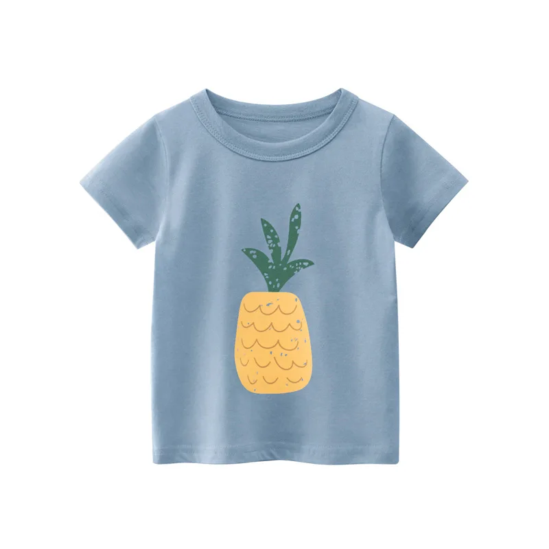 Medvilnės Vaikiški Marškinėliai 2021 M. Vasaros Vaisių Spausdinti Braškių Pinapple Baby Girl Marškinėliai Bamblys Viršūnes Tee Vaikų Drabužiai Berniukams 2021