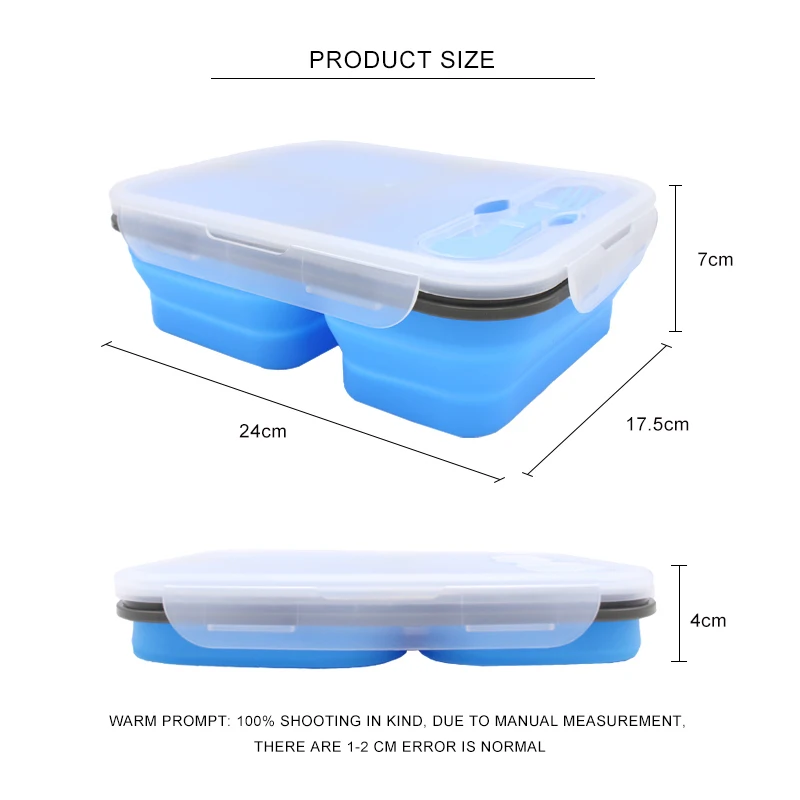 1100ml 3 Ląstelių Silikono, Sulankstomas Priešpiečių Dėžutė Išardomi Bento Box Kelionių Lauke Maisto Saugojimo Konteineris Eco-Friendly Lunchbox