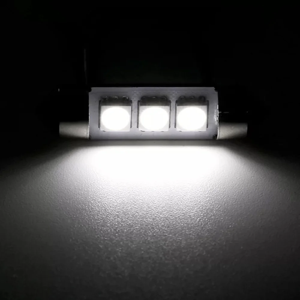 50pcs Automobilių 36mm 39mm 41mm 5050 3-SMD led Girlianda Balta Skaitymo Šviesos Kupolas šviesos Auto Dvigubus nurodė lempos Licenciją plokštelės lemputė 12V