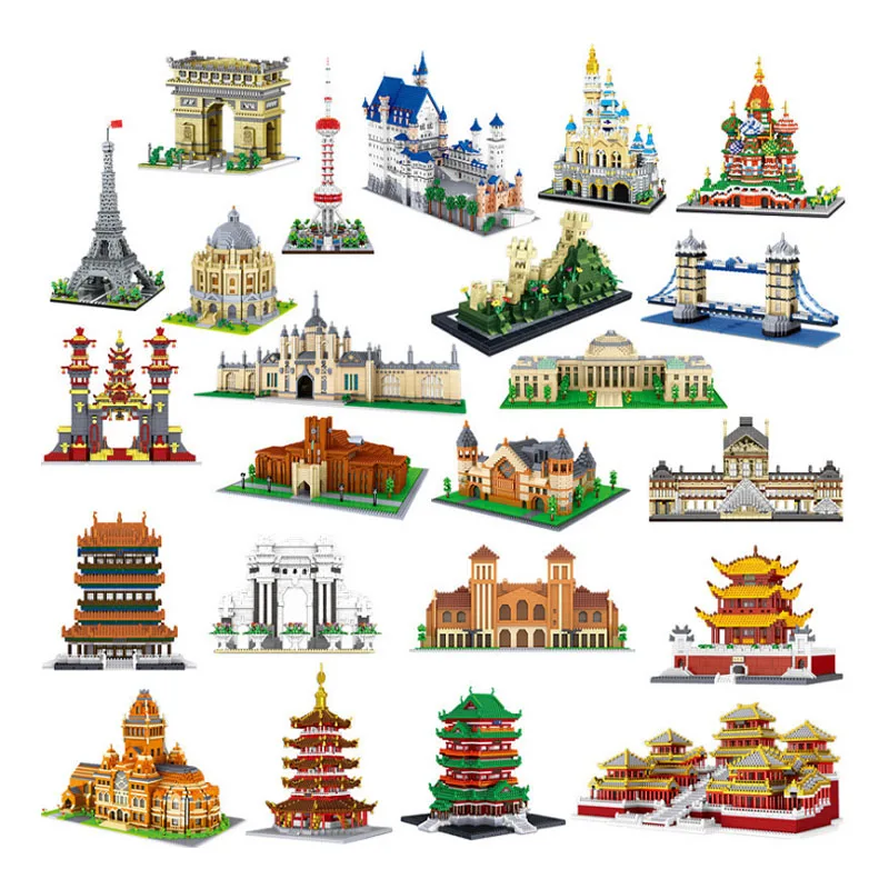 Pasaulyje Garsaus Architektūros Diamond Blokai Žaislas Taj Mahal Vassili Bažnyčios London Bridge Mikro Dydžio Plytų Statybos Žaislai